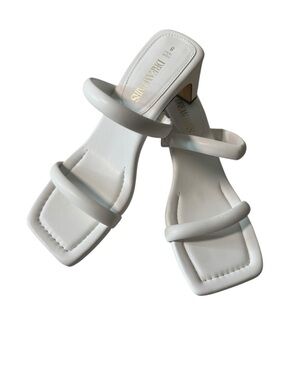 Dream Pairs White Double-Strap Square-Toe Mule